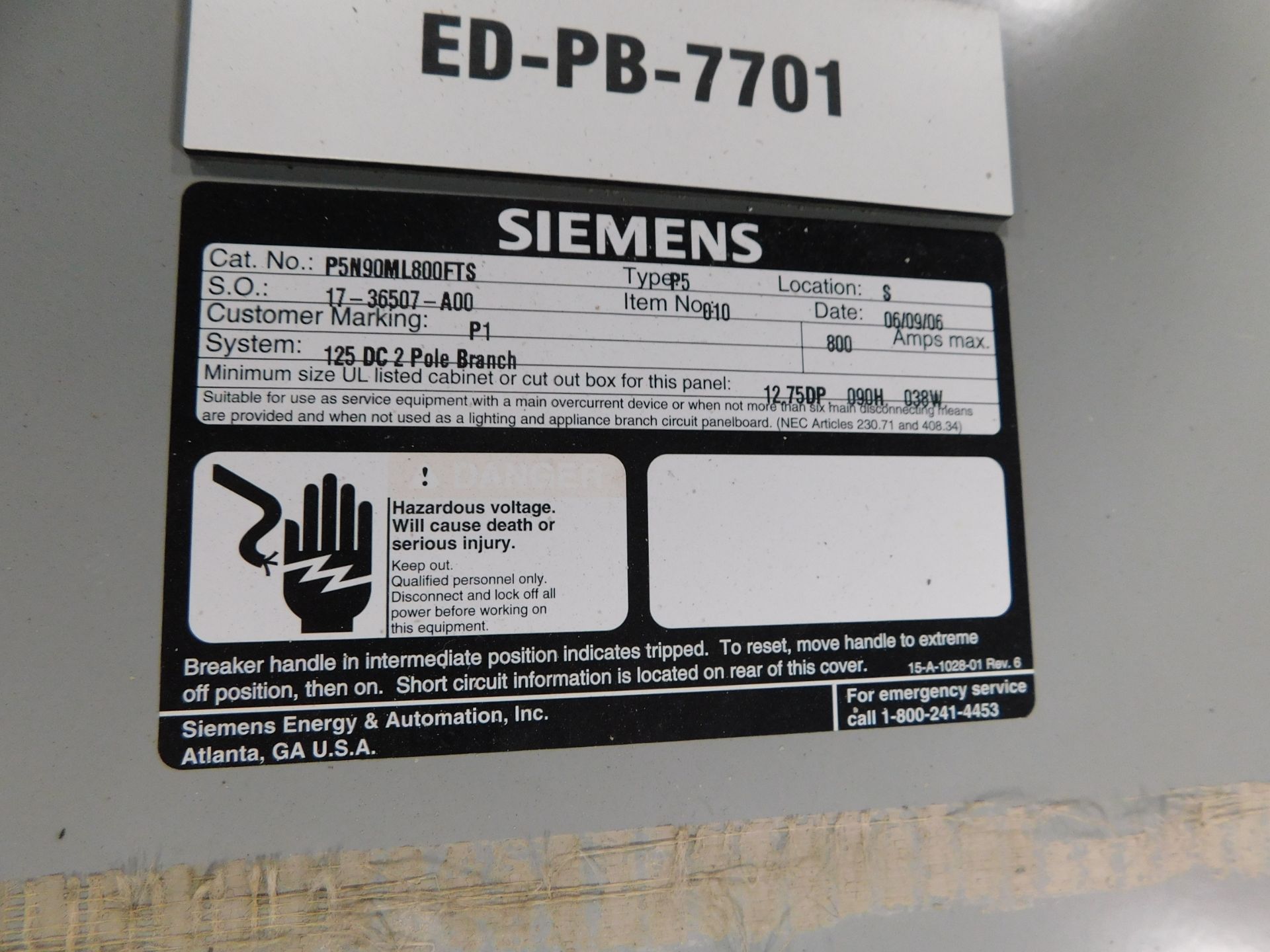 Siemens Vacu-Break Switch Cabinet. V7E2204LR - 200A. V7H2205LR - 500A. V7H3206 - 600A. - Image 3 of 3