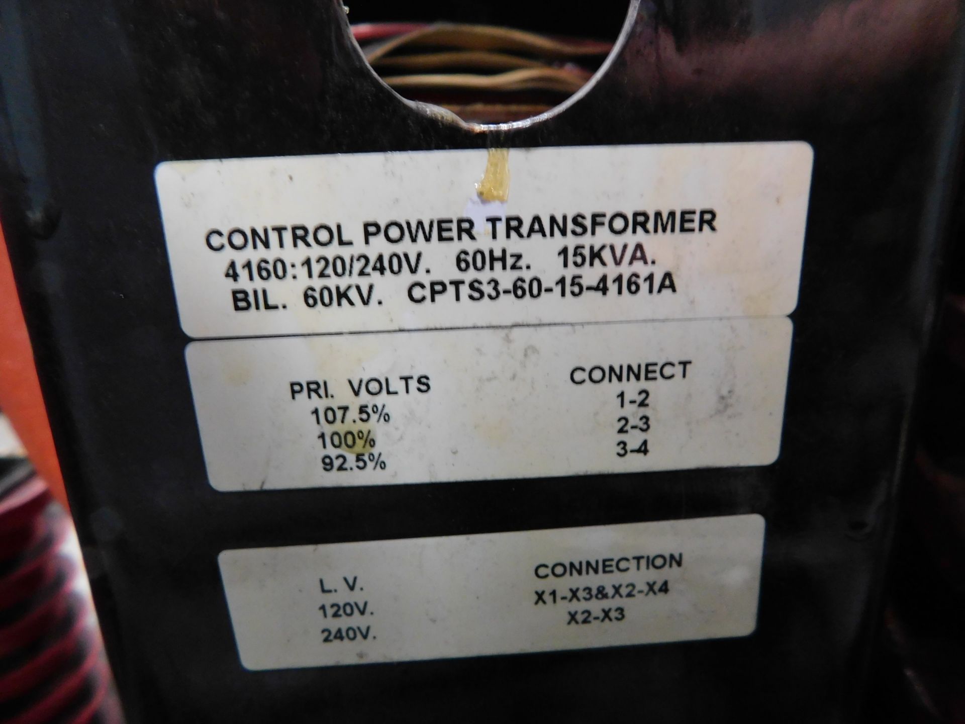 Switchgear Drawout PT Transformer Drawer. 4160: 120/240 V. 60 Hz. 15 KVA. 60 KV. - Image 4 of 4