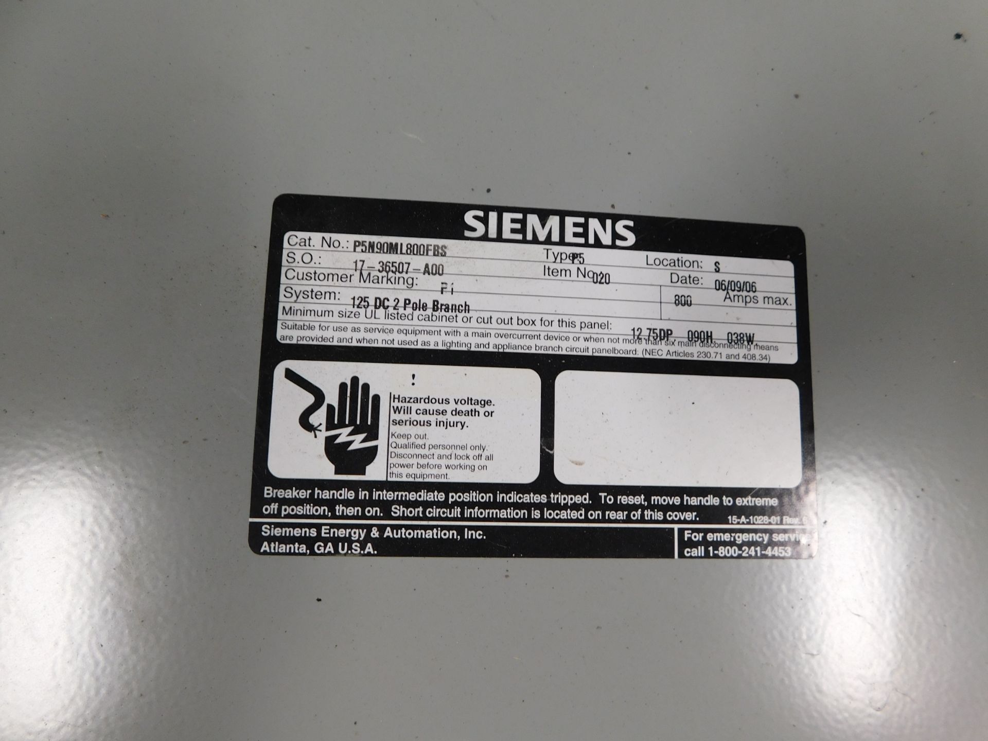 Siemens Vacu-Break Switch Cabinet. (2) V7H2206LR - 600 A. (2) V7H2205LR - 400 A. - Image 4 of 4