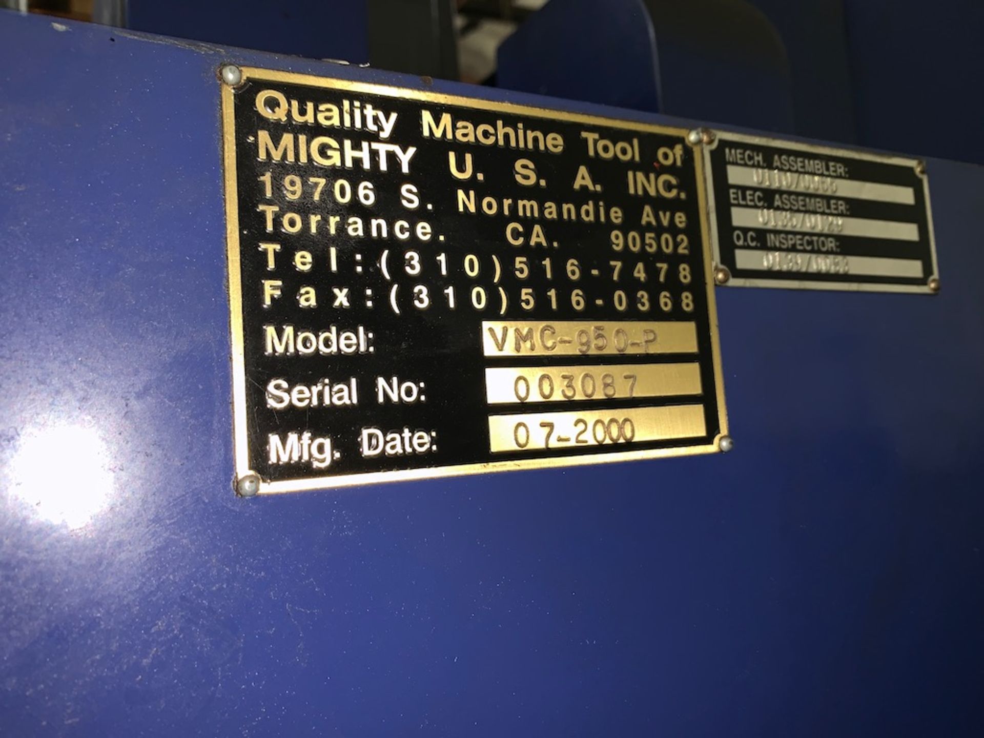 (2000) Mighty VIPER VMC950P CNC Milling Machine | Vertical Milling Machining Center DOM 7/2000, SN/ - Image 8 of 10