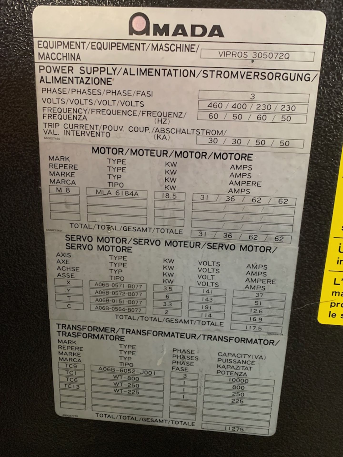 (2000) Amada Shear M2560 Mechanical Shear SN/ 25601315 Includes (2) Racks of Aluminum Raw Materials - Image 5 of 6