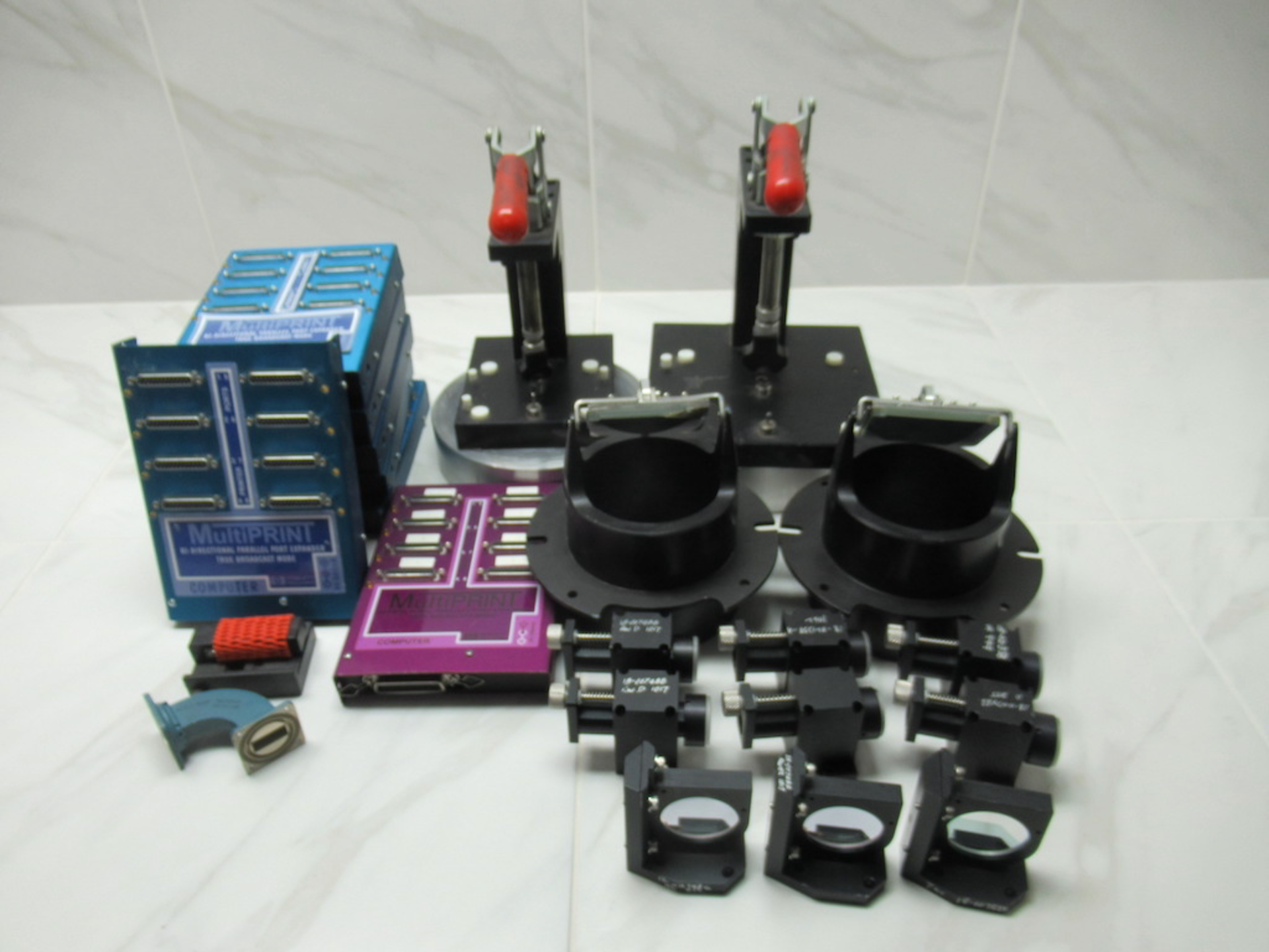 Lot to Include: (20) Clamps, Lenses, Computer Parts