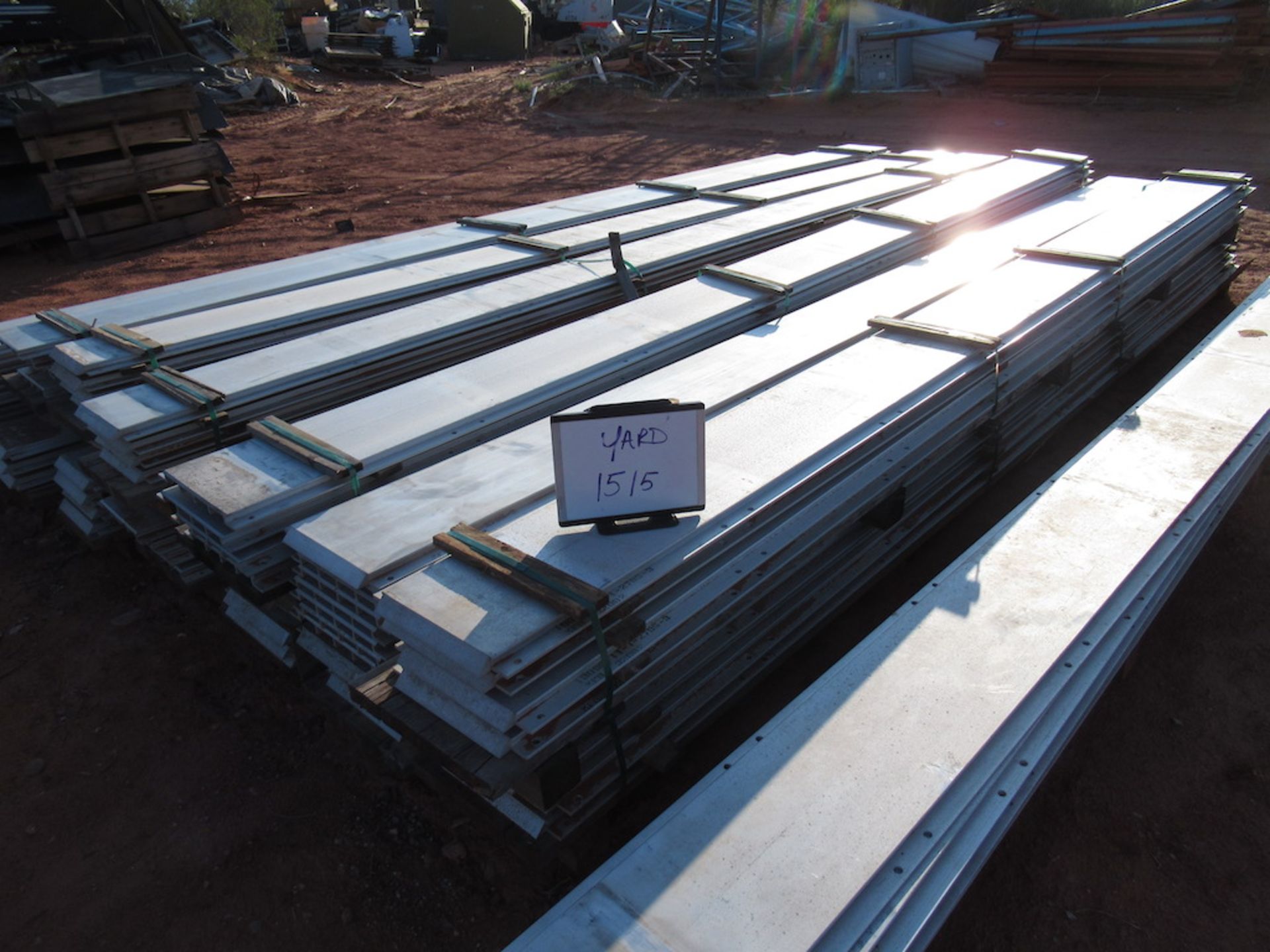 Lot of 74 Aluminum Planks Decking, 74, 6660 lbs, 192"x14"x1.5" (each), 192"x14"x26" (pallet), ISLE 2