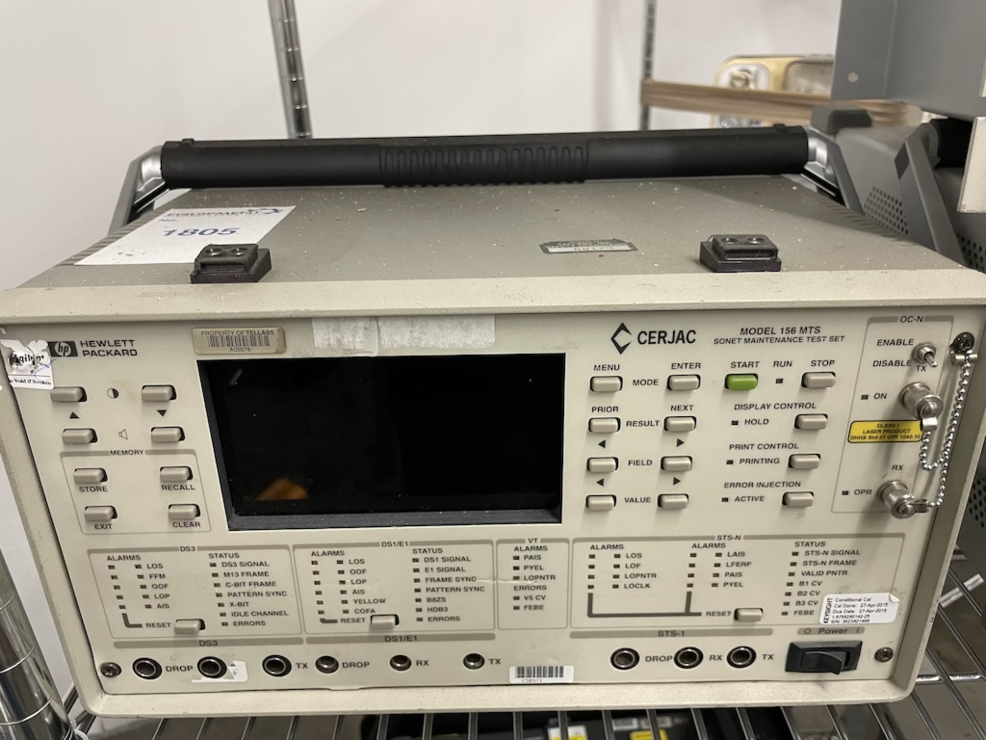 Agilent | Hewlett packard CERJAC Model 156 mts Sonet Maintenance Test Set - Image 2 of 3