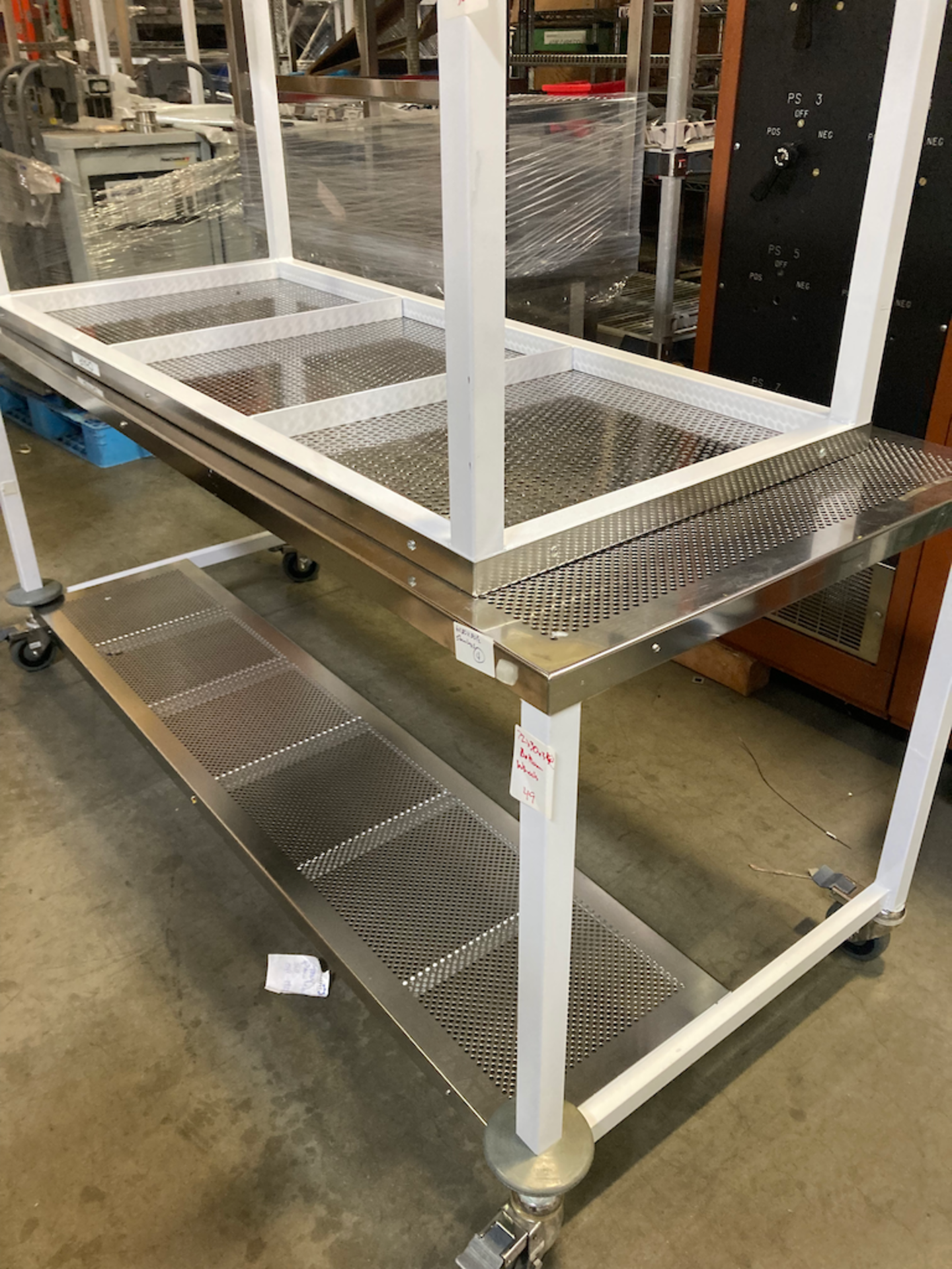 72 x 30 x 33.5 Perforated Stainless Steel Cleanroom Table Wheels, Bottom Shelf - Image 2 of 2