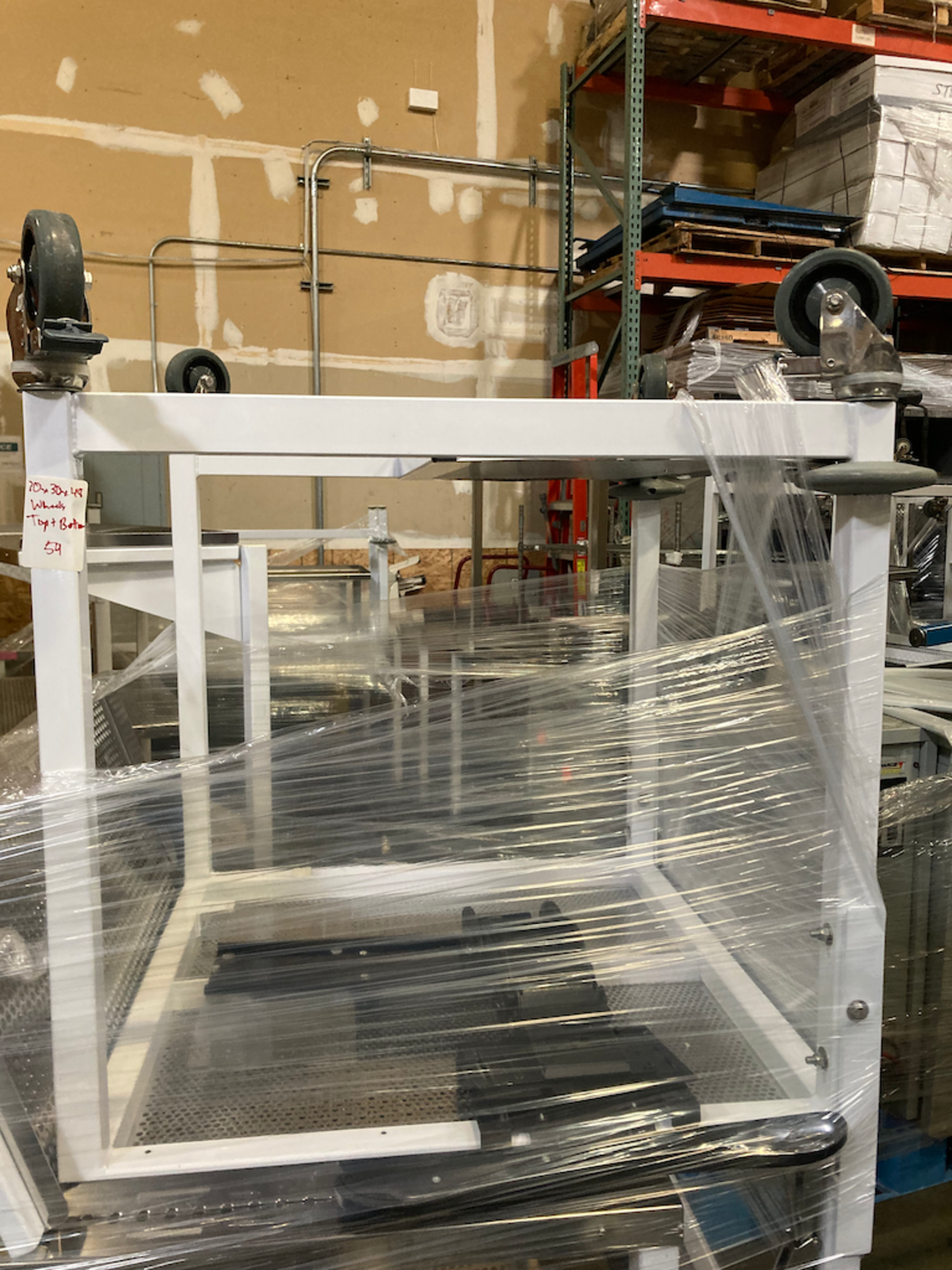 30 x 30 x 48 Perforated Stainless Steel Cleanroom Table Wheels, Top & Bottom Shelves - Image 2 of 4