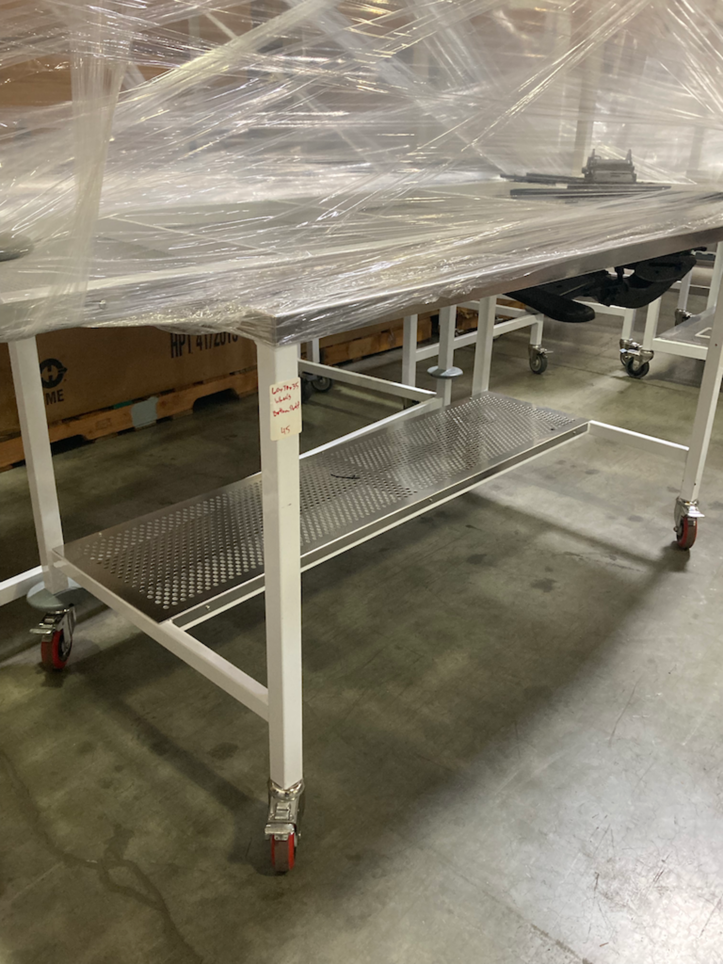 60 x 30 x 35 Perforated Stainless Steel Cleanroom Table Wheels, Bottom Shelf - Image 2 of 3