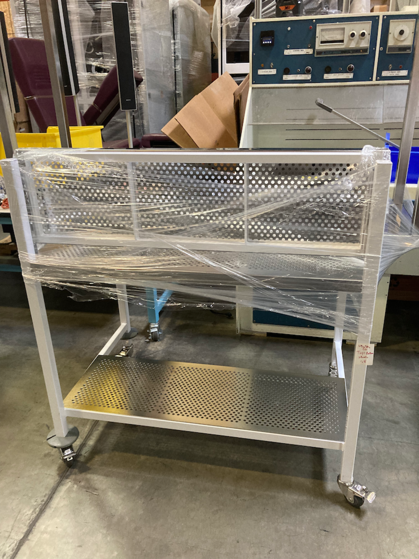 45 x 30 x 50 Perforated Stainless Steel Cleanroom Table Wheels, Top & Bottom Shelves - Image 2 of 2