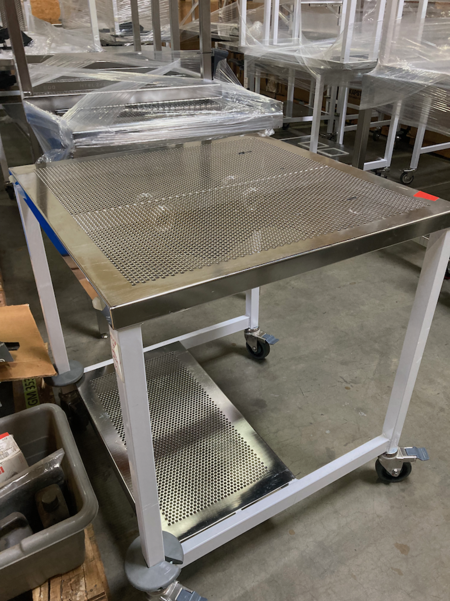 30 x 30 x 34 Perforated Stainless Steel Cleanroom Table Wheels, Bottom Shelf - Image 2 of 2