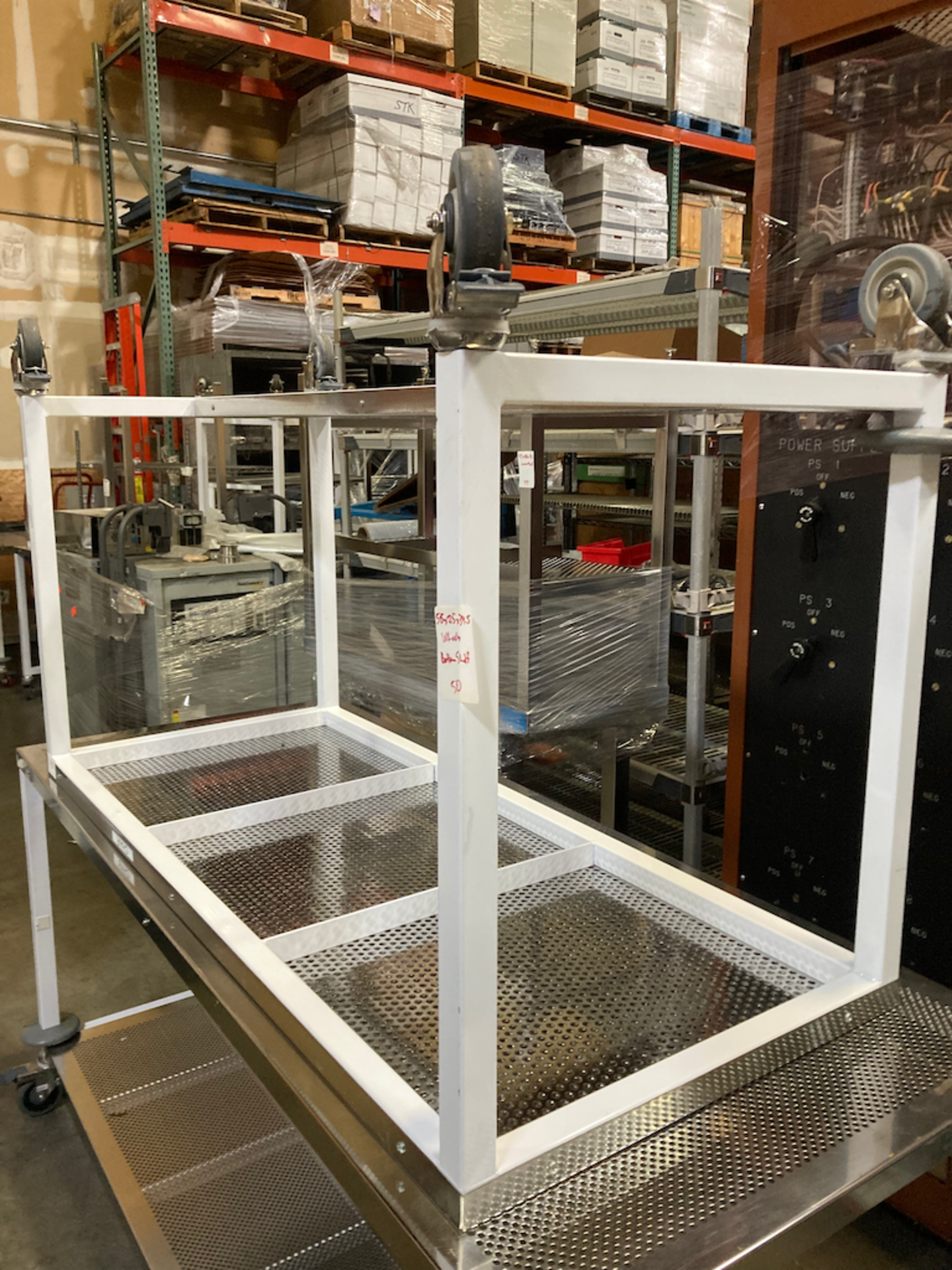 58 x 25 x 34.5 Perforated Stainless Steel Cleanroom Table Wheels, Bottom Shelf - Image 2 of 2