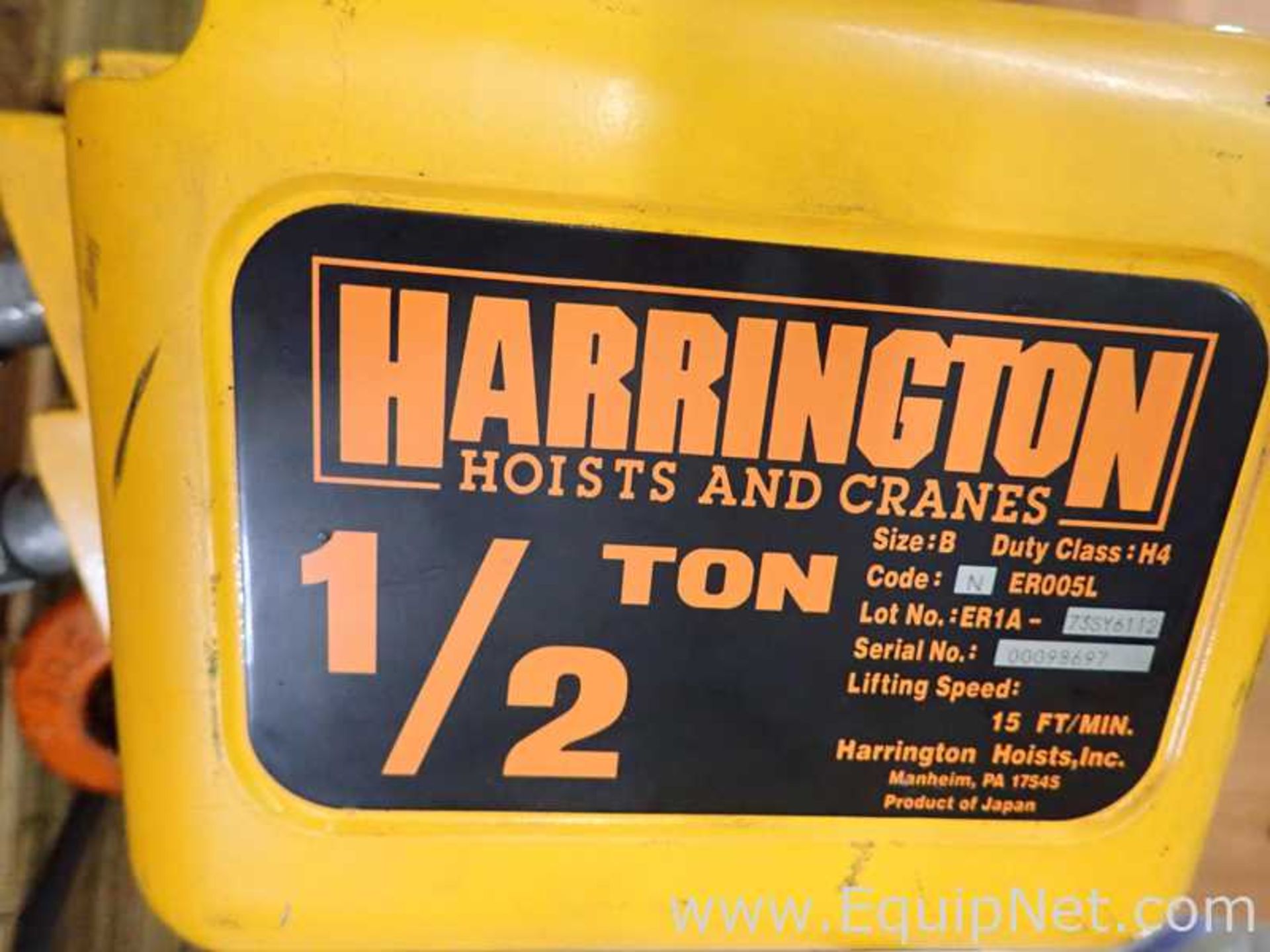 Harrington 1/2 Ton Hoist - Image 2 of 2