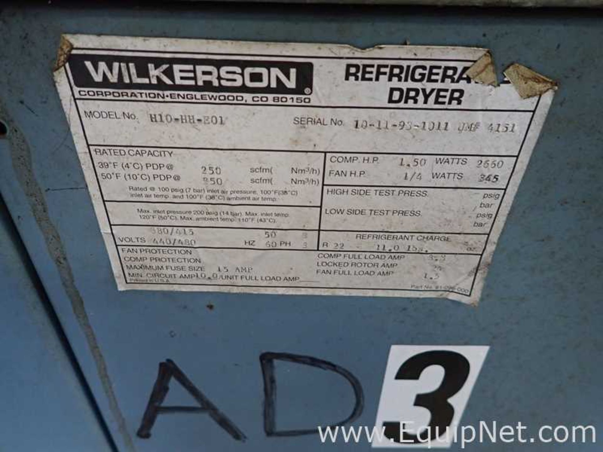 Wilkerson H10-HH-E01 Refrigerated 250 CFM Air Dryer - Image 4 of 4