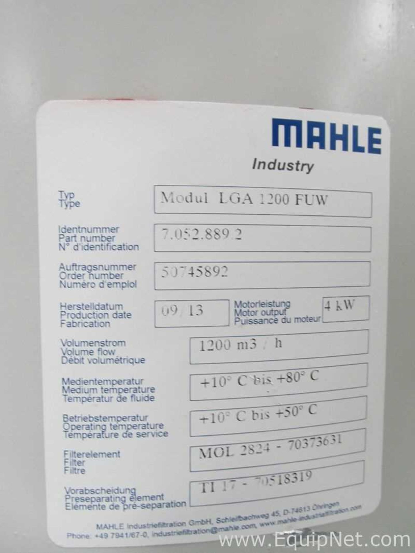 Mahle LGA1200FUW High Performance Oil Mist Separator System - Image 3 of 9