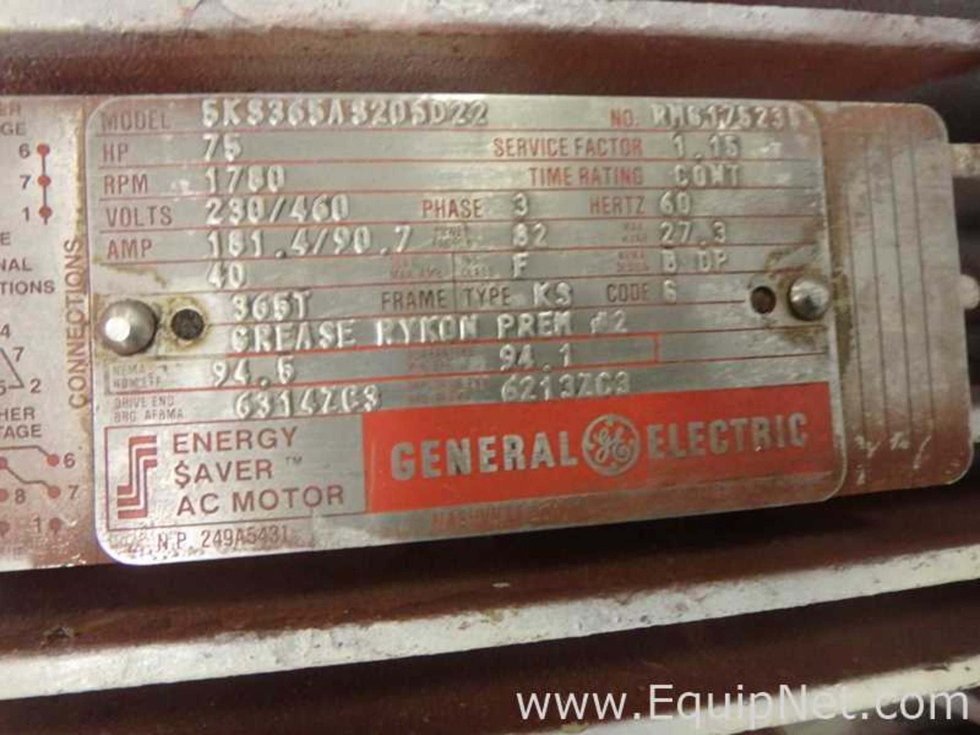 General Electric 5KS365AS205D22 75 HP 1780 RPM Motor Refurbished - Image 4 of 4