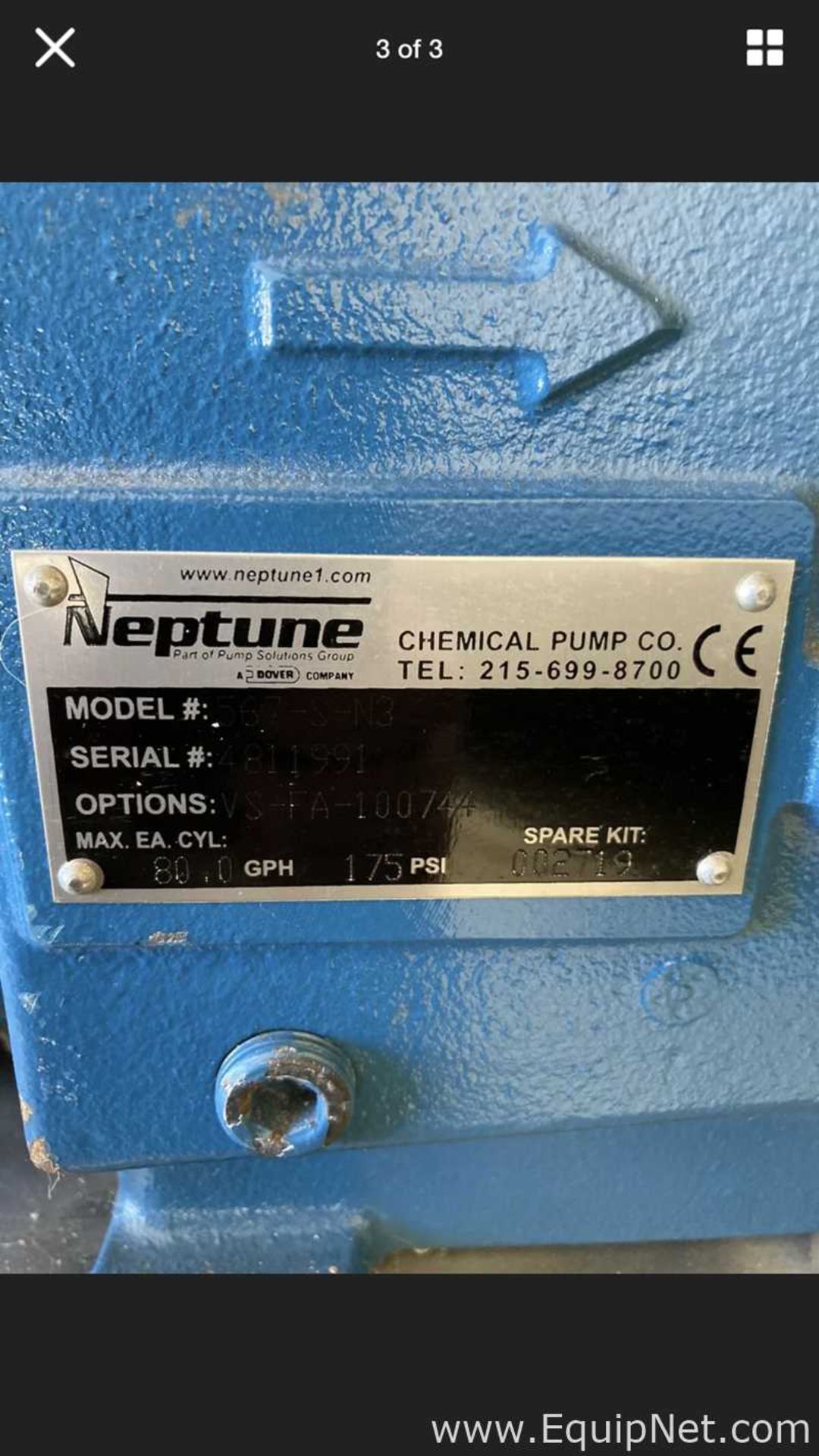 Unused Brand New Neptune Chemical Pump 567-S-N3-VS-FA Diaphragm Pump - Image 35 of 47