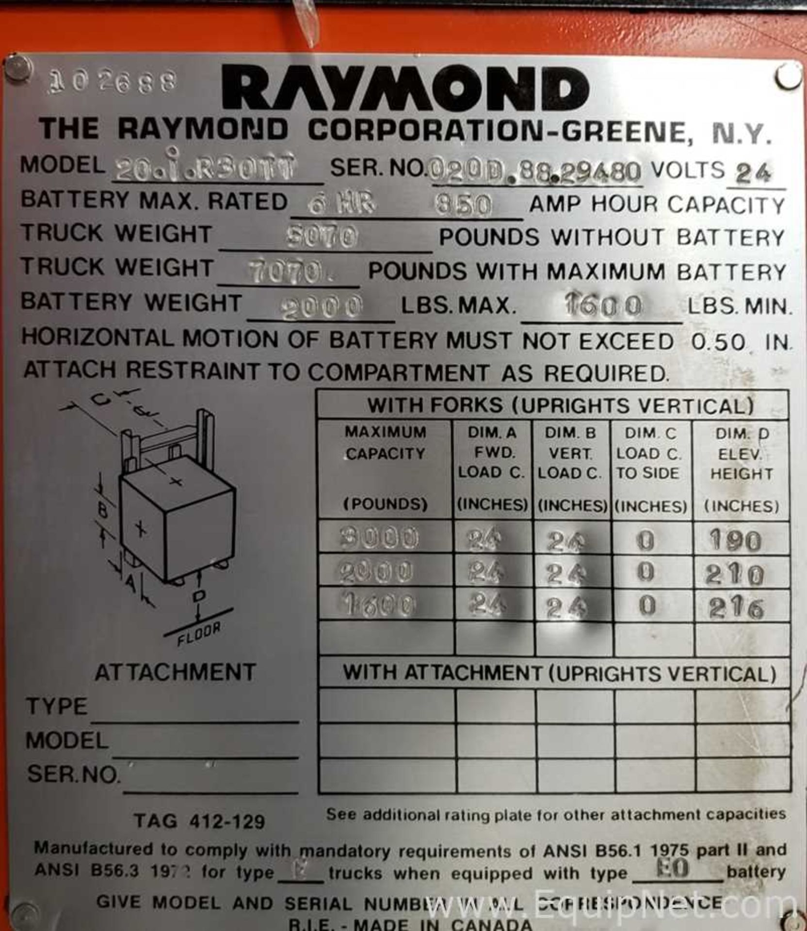 Raymond 20.1.R3011 Battery Operated Fork Lift Reach Truck 24 Volts With Charger - Image 6 of 6