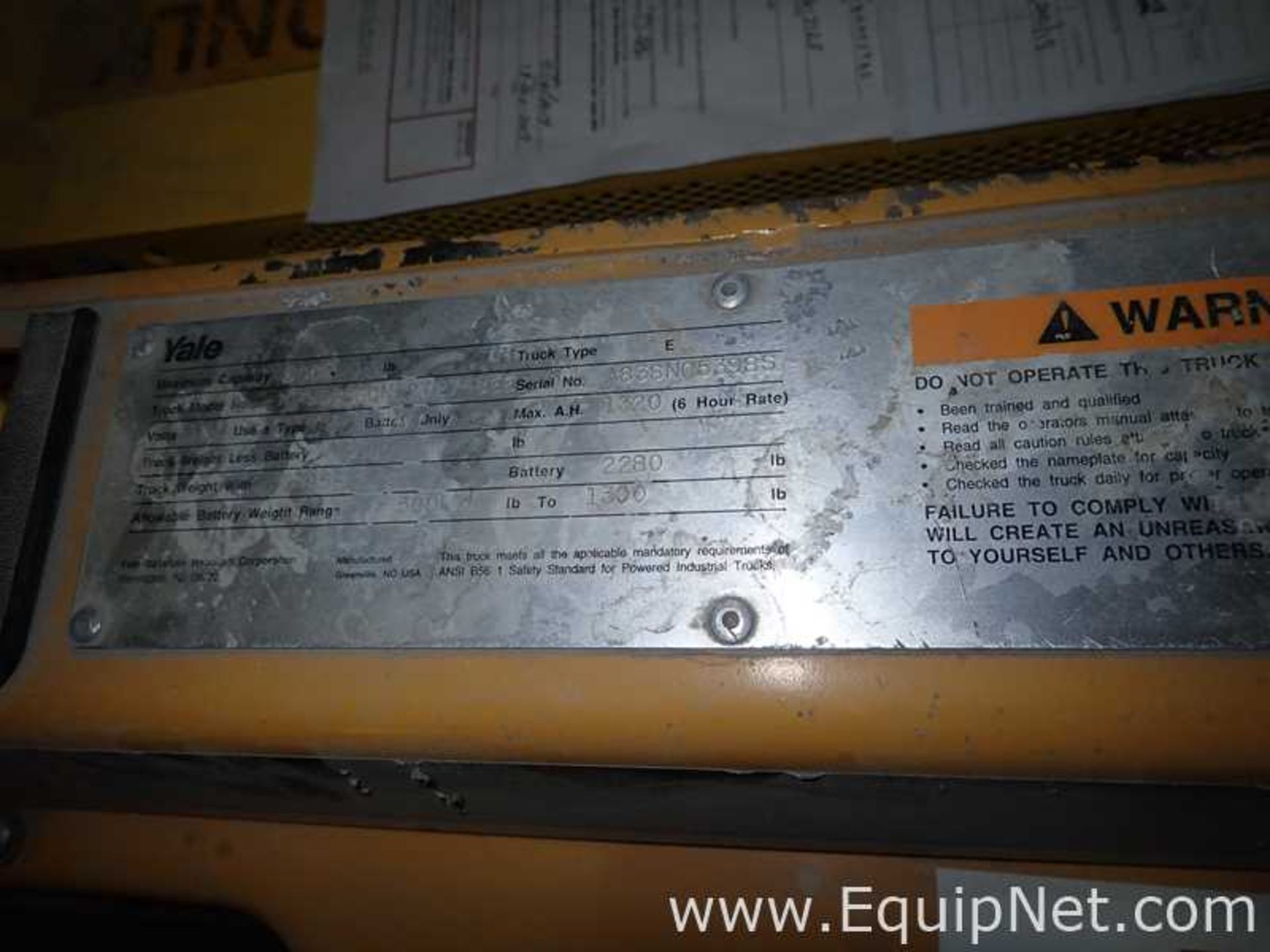 EQUIPNET LISTING #605035; REMOVAL COST: $50; MODEL: MPW060SCN12T2748EE; DESCRIPTION: Yale - Image 4 of 7