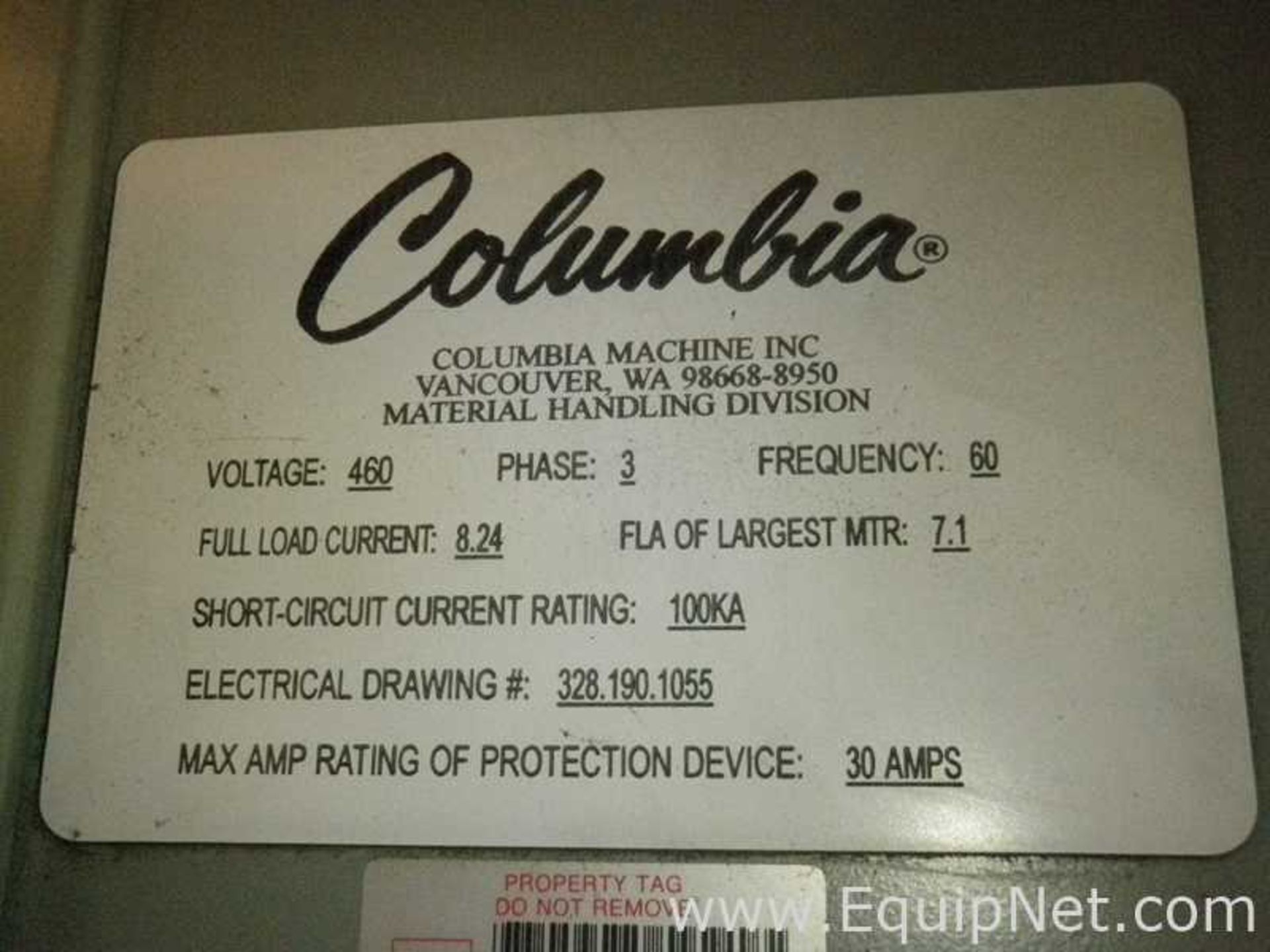 EQUIPNET LISTING #637665; REMOVAL COST: TBD; MODEL: LTS/C/460V; DESCRIPTION: Columbia Machine LTS| - Image 8 of 9