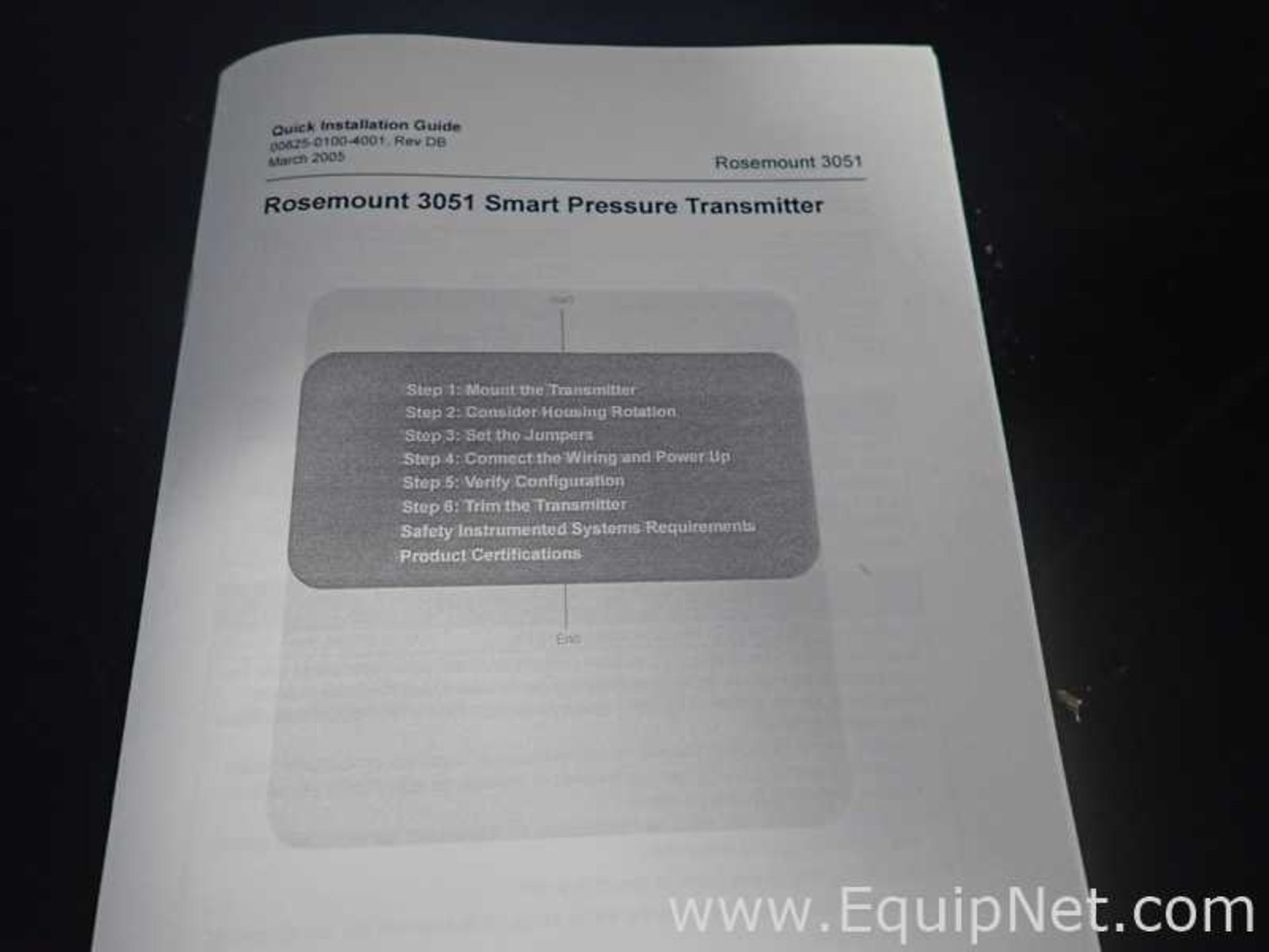 EQUIPNET LISTING #827053; REMOVAL COST: $20; MODEL: 3051; DESCRIPTION: Rosemount 3051 Smart Pressure - Image 7 of 7