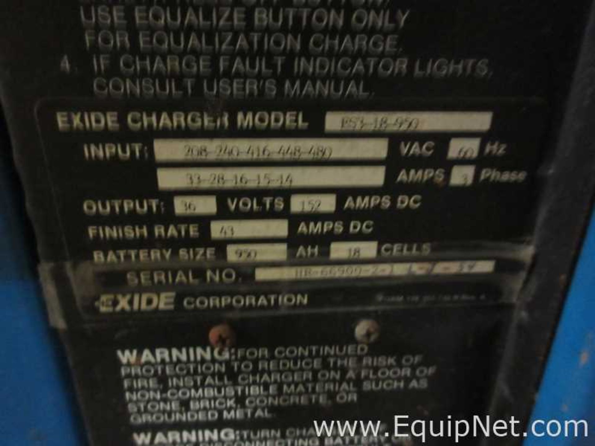 EQUIPNET LISTING #678275; REMOVAL COST: $0; DESCRIPTION: Exide System 3000 and One Ohter 24 Volt - Image 2 of 9