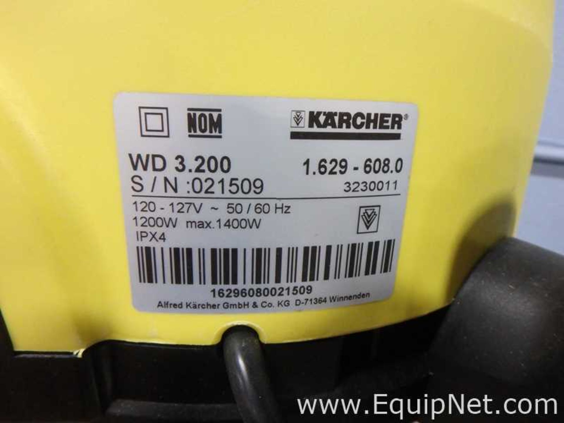 EQUIPNET LISTING #835338; REMOVAL COST: $15; MODEL: WD 3.200; DESCRIPTION: Karcher WD 3.200 - Image 3 of 3