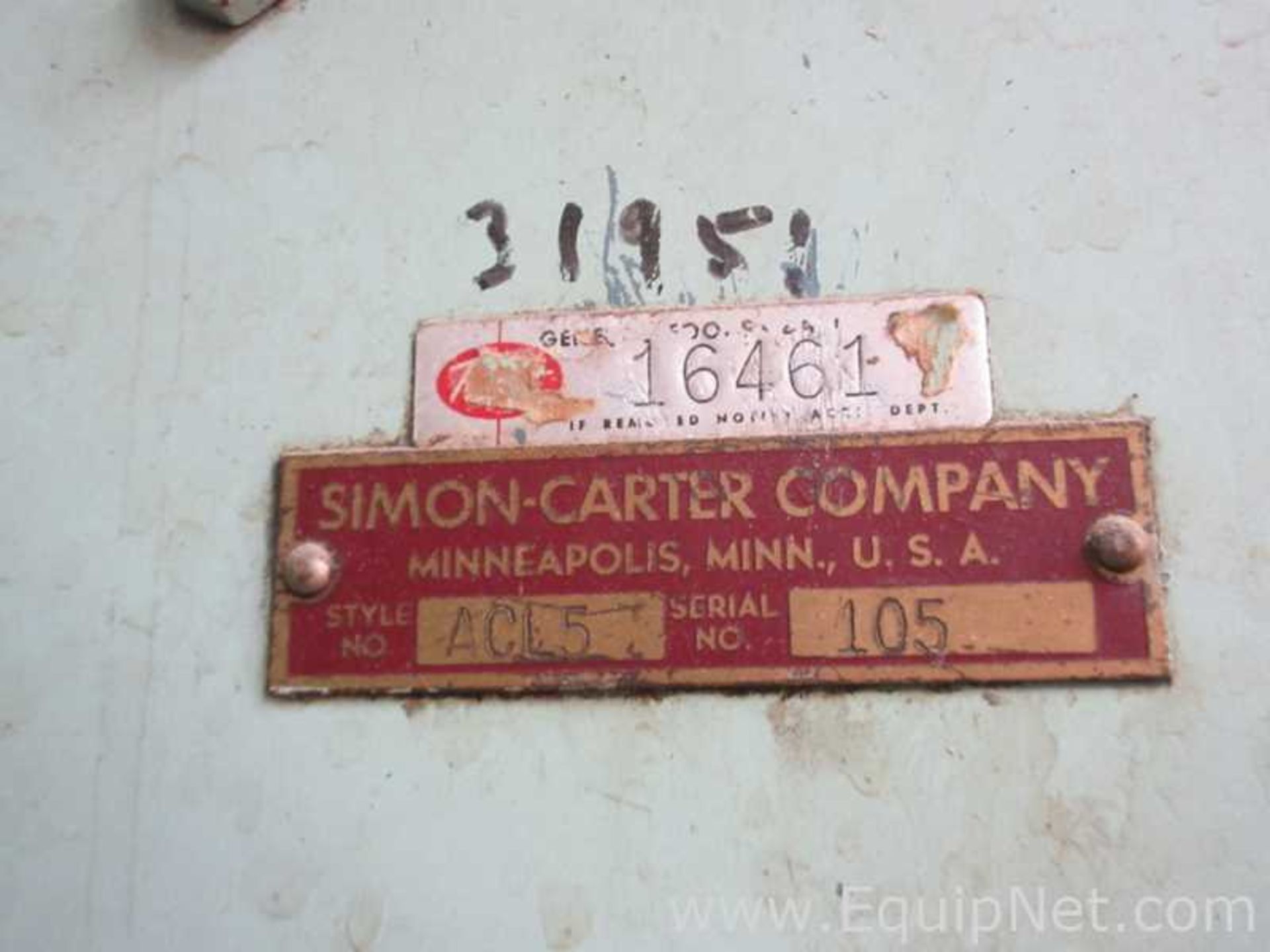 EQUIPNET LISTING #597064; REMOVAL COST: $0; MODEL: ACL5; DESCRIPTION: Simon-Carter Company ACL5 - Image 5 of 16