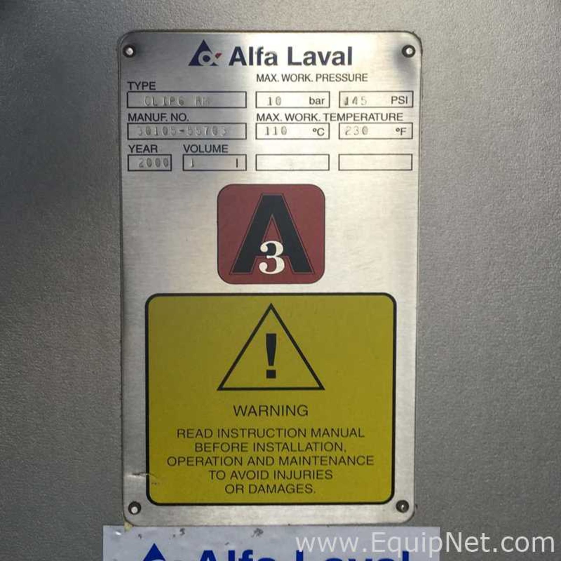 EQUIPNET LISTING #836889; REMOVAL COST: $0; MODEL: CLIP6 RM; DESCRIPTION: Alfa Laval CLIP6 RM - Image 3 of 5