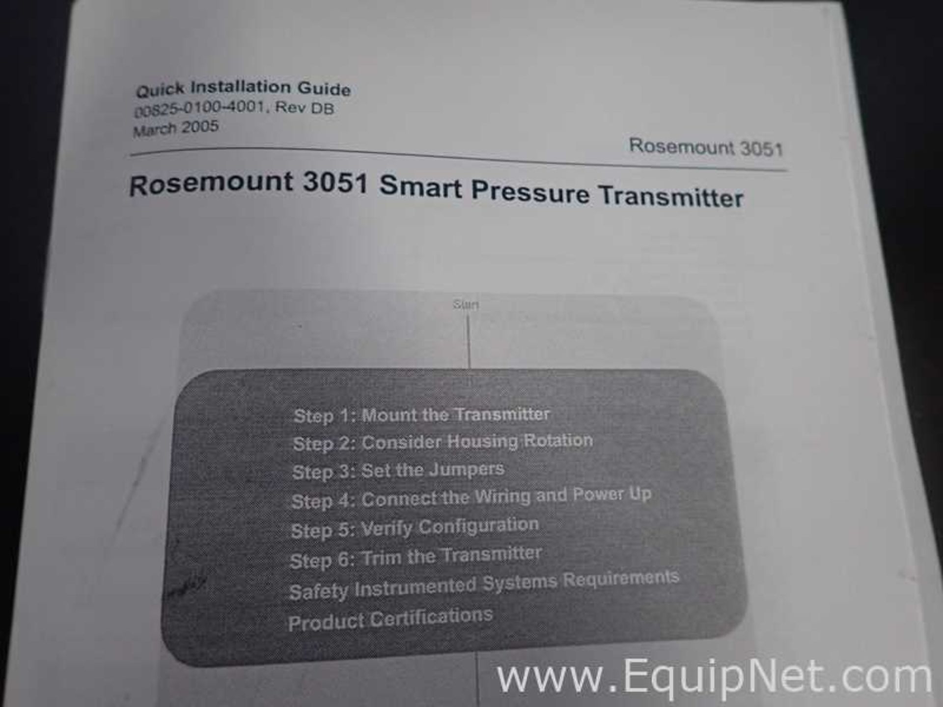 EQUIPNET LISTING #827047; REMOVAL COST: $20; MODEL: 3051; DESCRIPTION: Rosemount 3051 Smart Pressure - Image 7 of 7