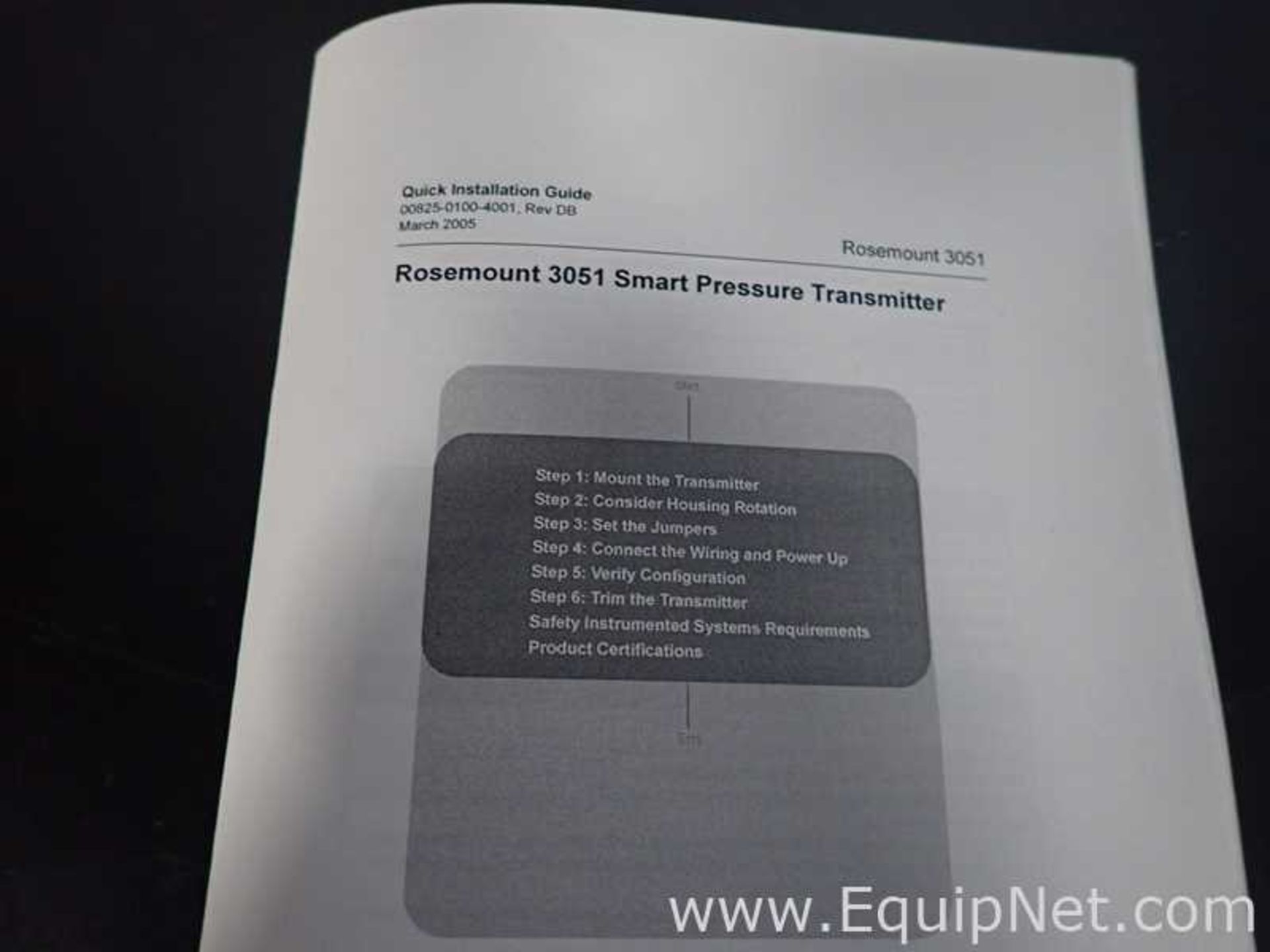 EQUIPNET LISTING #826257; REMOVAL COST: $20; MODEL: 3051; DESCRIPTION: Rosemount 3051 Smart Pressure - Image 8 of 8