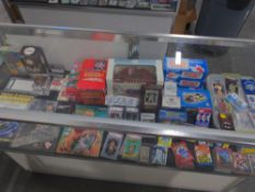 Display case of misc. sporting cards
