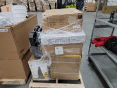 Pallet of DEWALT DWE1622K 2" 2-SPEED MAGNETIC DRILL PRESS, Lipper Childs toy box, Dining chair, Pand