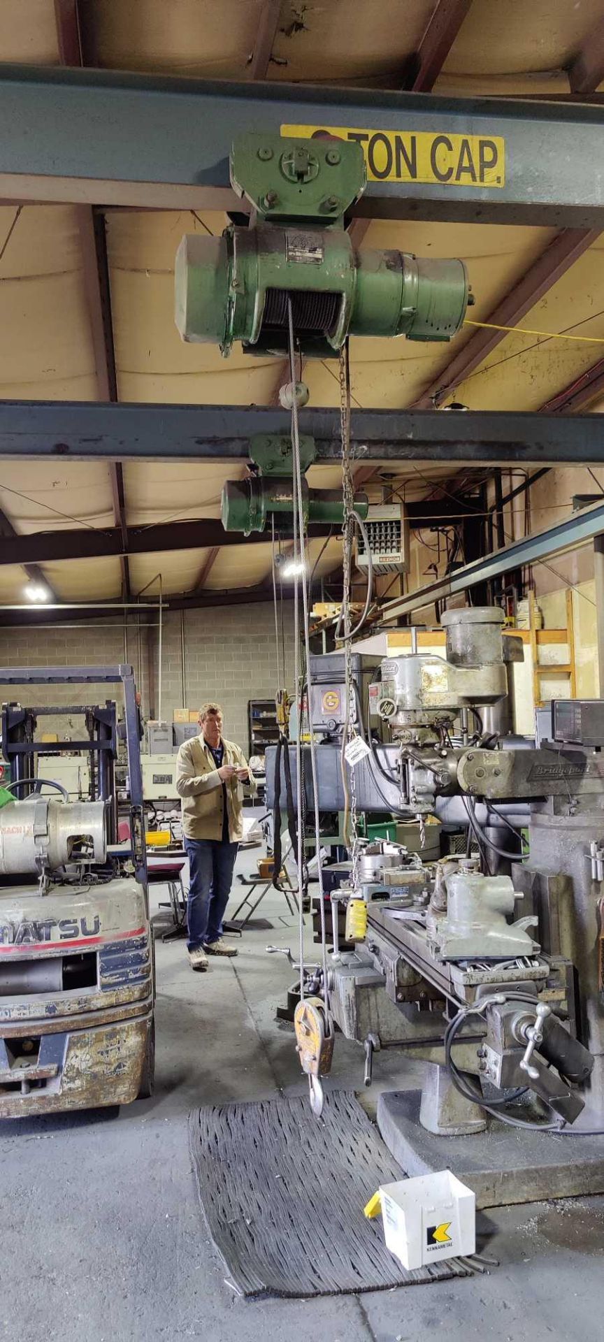 Pair of Blue overhead cranes with controls and tracking 2 tons capacity - Image 4 of 8