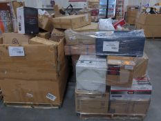 (2) Pallets: shop vac, oster microwave, dyna glo, papder towels, parrot uncle, vices, KitchenAid foo