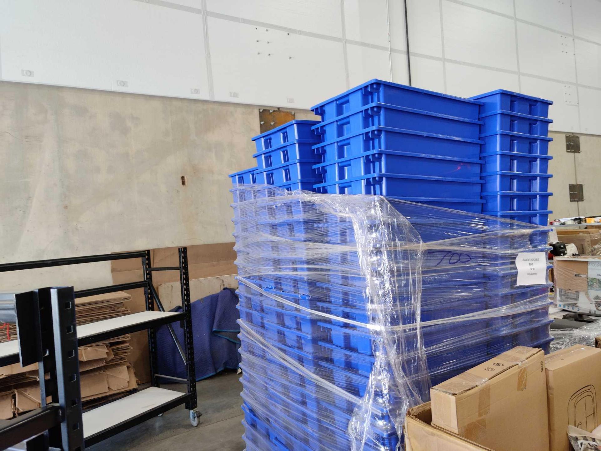 Blue stackable bins