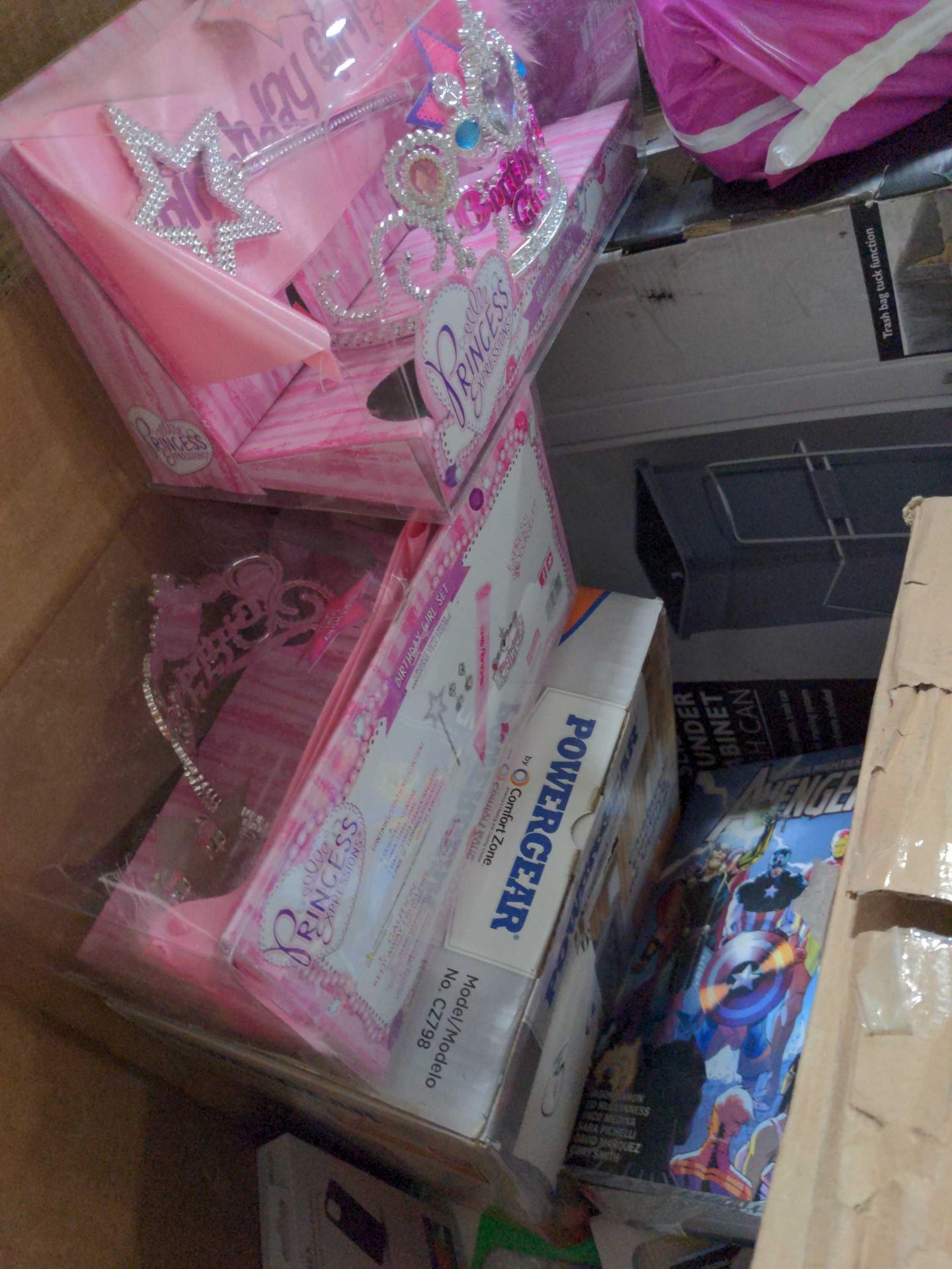 (2) Pallets - Assurance underwear, multiple holiday gift exchange boxes, sliding under cabinet trash - Image 5 of 7