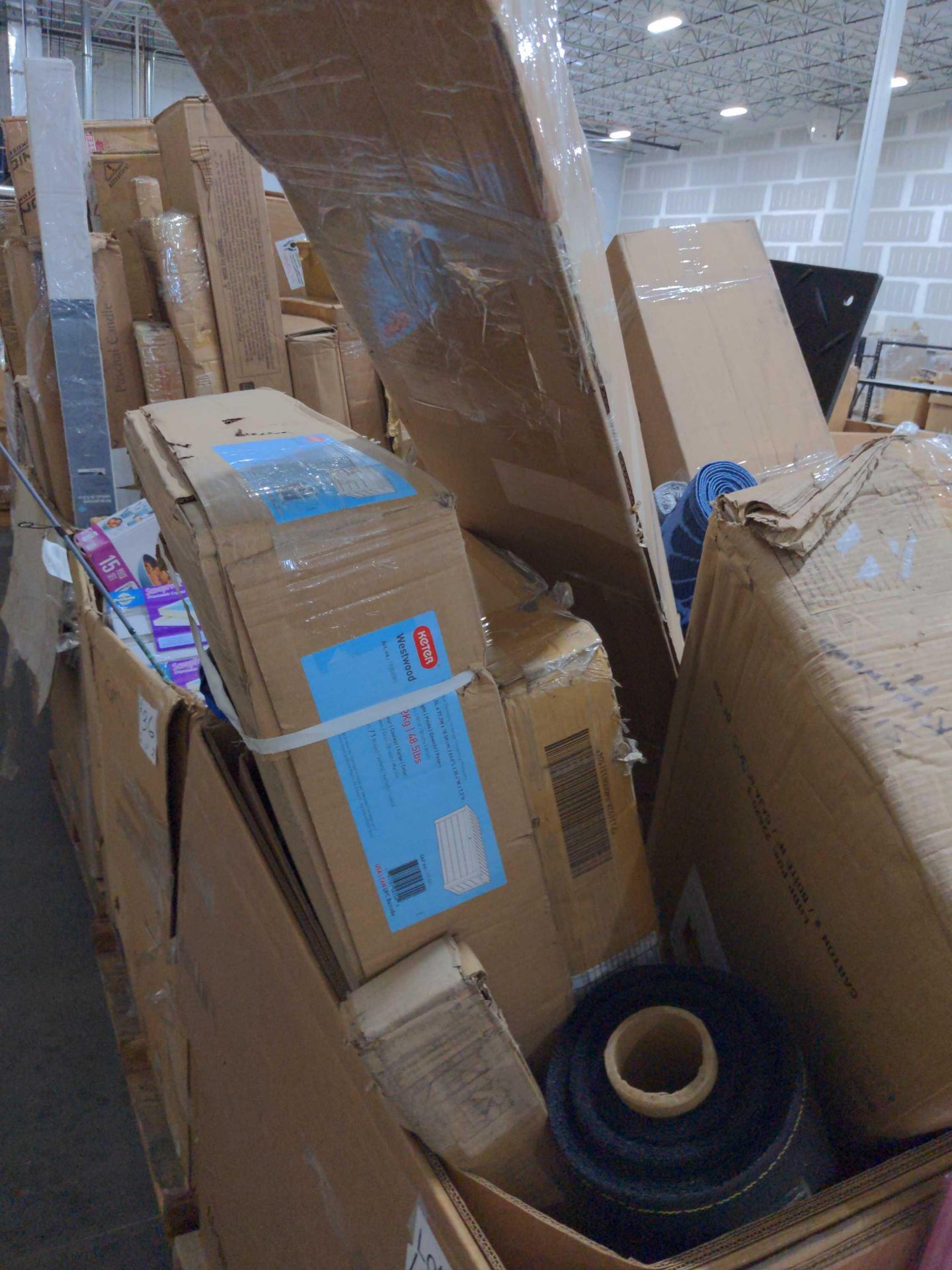 (2) Pallets - Assurance underwear, multiple holiday gift exchange boxes, sliding under cabinet trash - Image 2 of 7