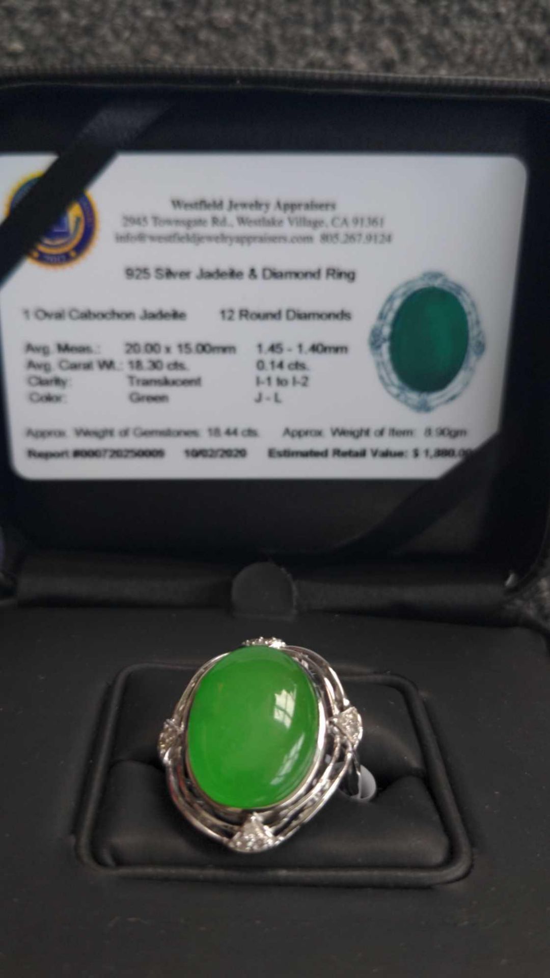 silver and jadeite ring