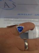 18kt stamped white gold custom made diamond and tanzanite ring