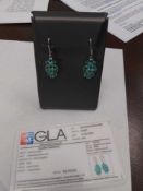 Platinum Over Silver Emerald Earrings