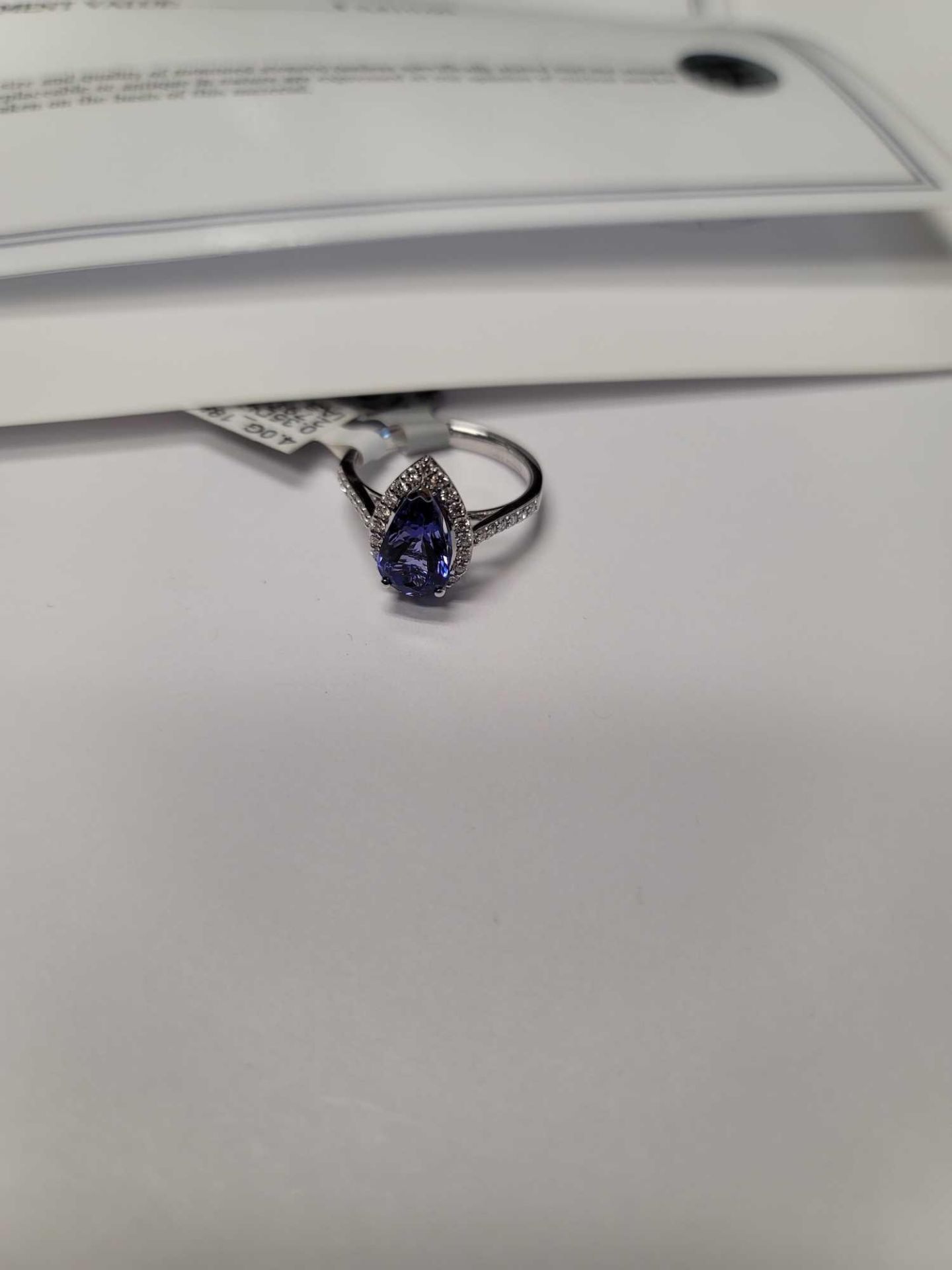 18kt white gold, diamond and tanzanite ring - Bild 5 aus 8