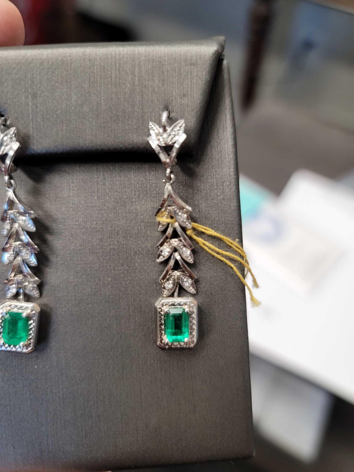 Emerald and Diamond Earrings, - Image 3 of 8