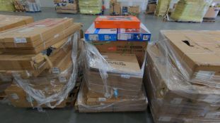 pallet of massage chair and TVs