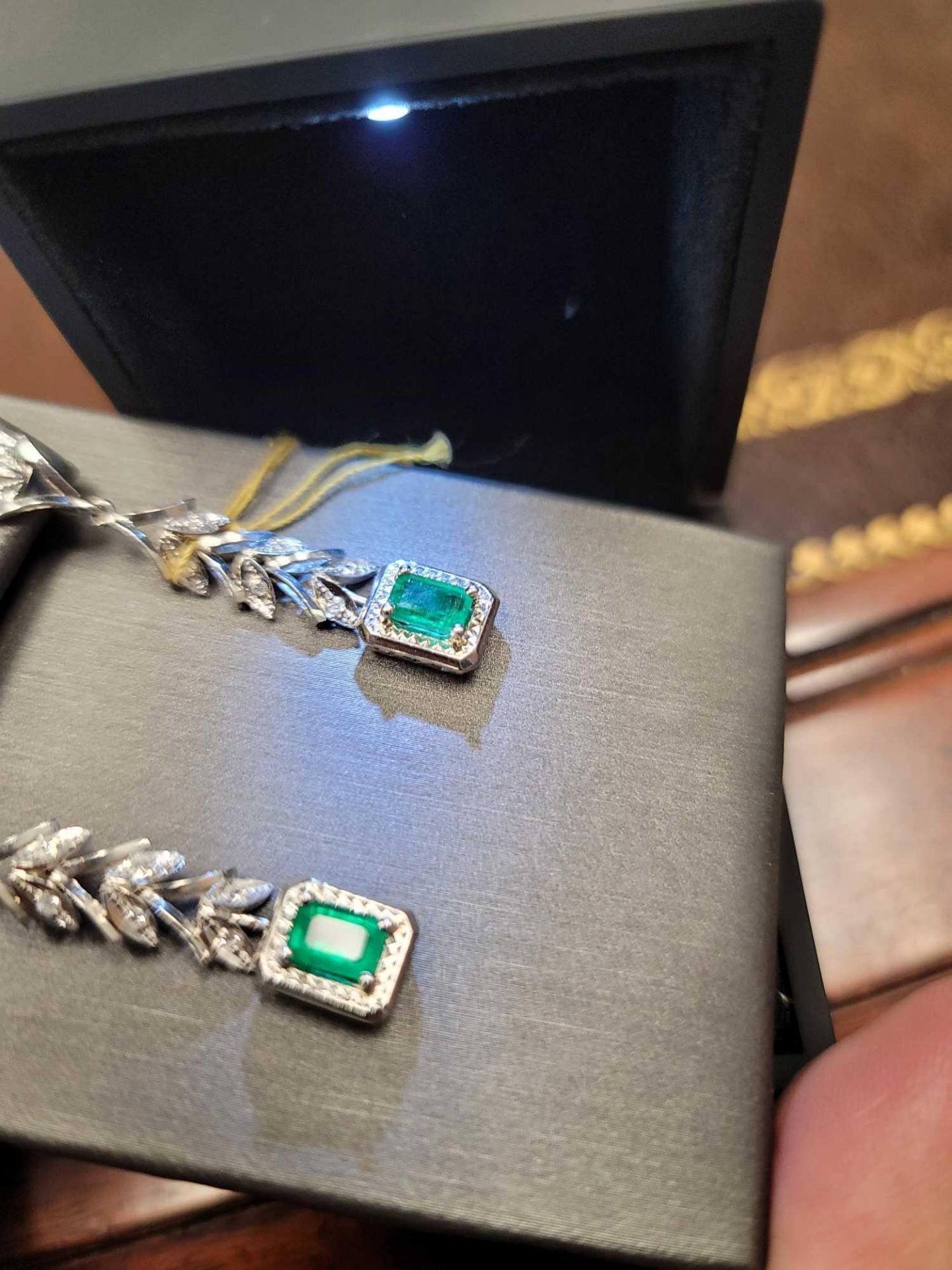 Emerald and Diamond Earrings, - Image 5 of 8