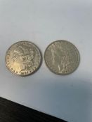 2 Morgan Silver Dollars