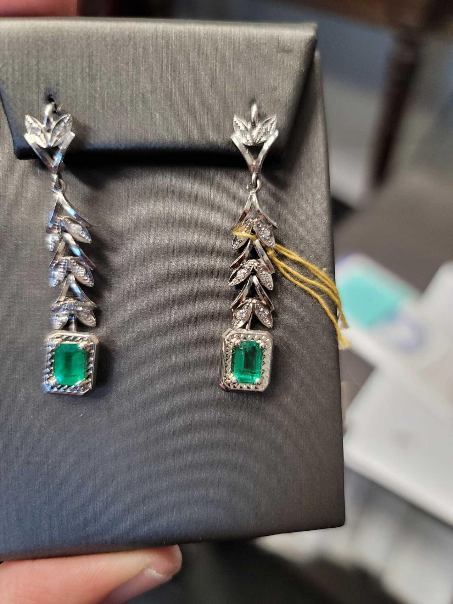 Emerald and Diamond Earrings, - Image 4 of 8