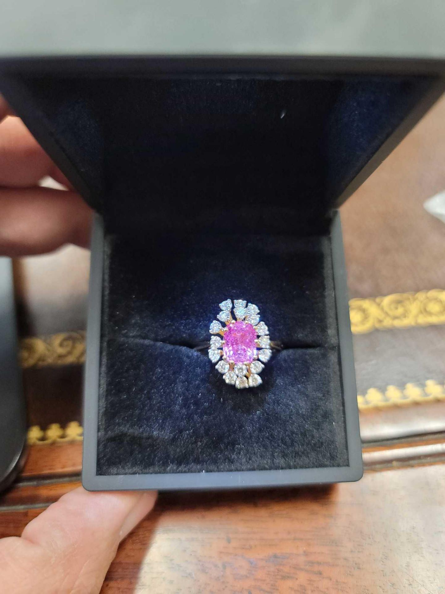 Pink sapphire and diamond ring, 2.54 ct pink sapphire, .88 cts diamond