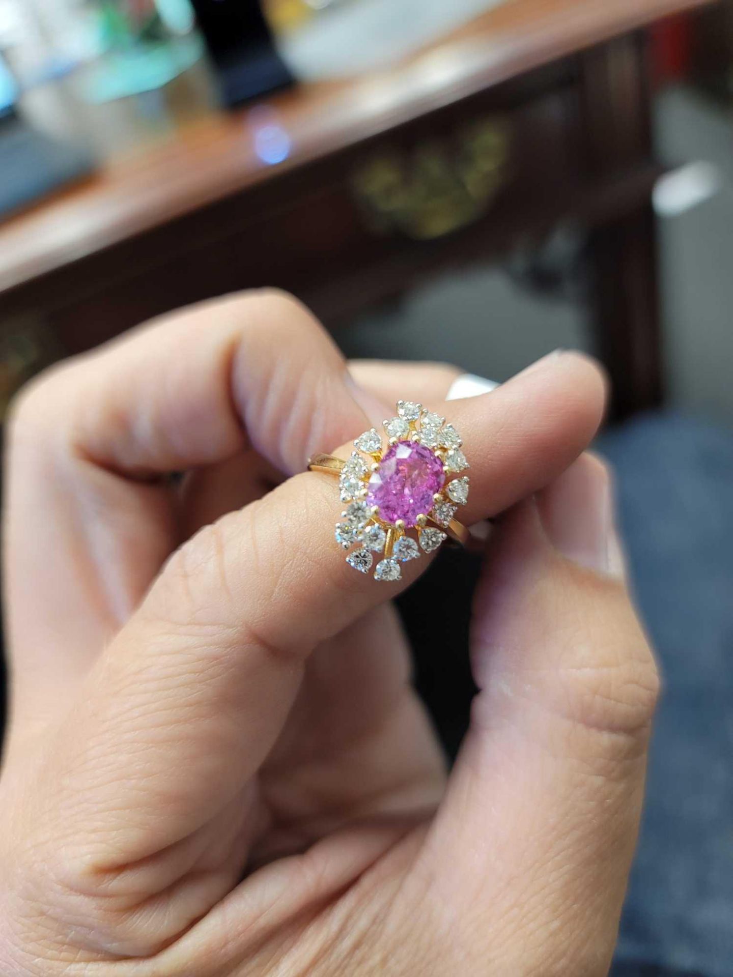 Pink sapphire and diamond ring, 2.54 ct pink sapphire, .88 cts diamond - Bild 4 aus 8