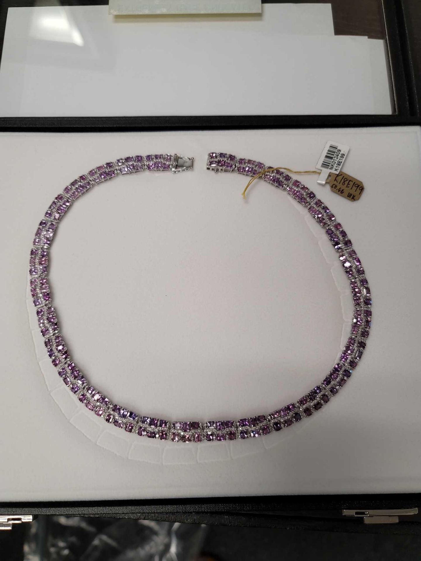 Extremely rare unheated pink sapphires and 18kt gold necklace, 38 cts sapphires, 4.34 cts of diamond