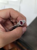 Platinum and diamond GIA Ruby Ring, 1.02 cts, rubies, 1 ct diamonds