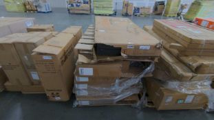 pallet of luggage, furniture and treadmill